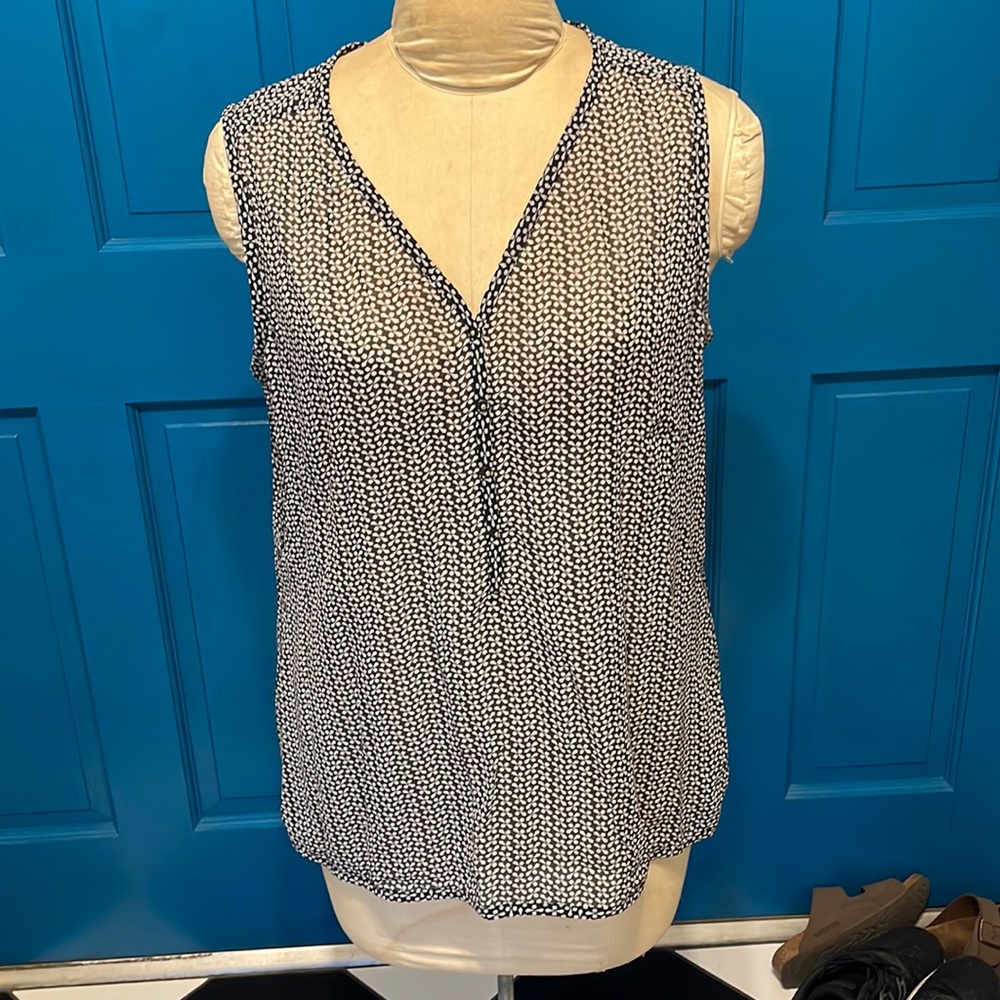 Banana Republic blouse, black and white print, size Large